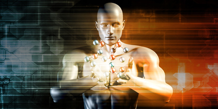 Man Holding Molecule and Cradling a Precious Commodityの写真素材