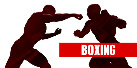 Boxing Class with Silhouette of Two Men Fightingの写真素材