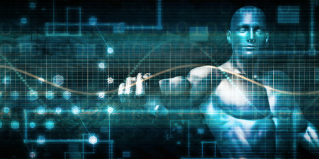 Man Working with Digital Technology of the Future Man Working with Digital Technology of the Future