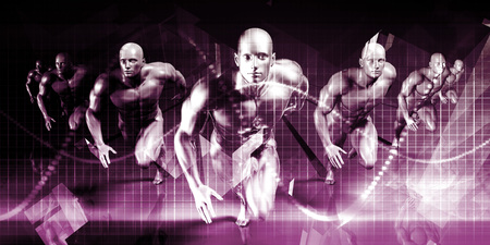 Business Men Running Technology Abstract Background Artの写真素材