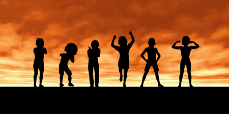 Children Having Fun in the Sun by the Beachの写真素材