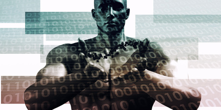 Technology Background Design with Moving Data Conceptの写真素材