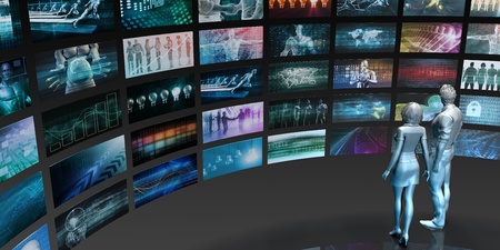 Media Technologies Concept as a Video Wall Backgroundの写真素材