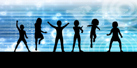 Children Having Fun in the Sun by the Beachの写真素材