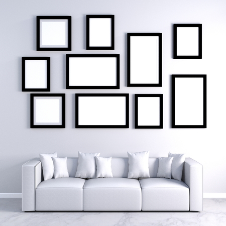 Blank Photo Frames for Template on a Wall