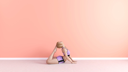 King Pigeon Yoga Pose Female Woman Demonstration Concept