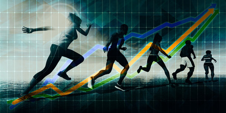 Running Concept Abstract Background with Runners Silhouetteの写真素材