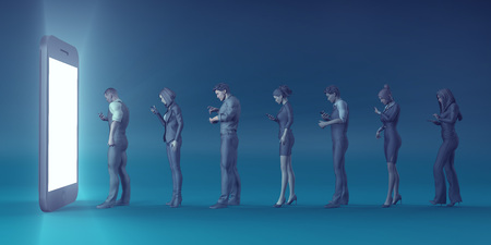 Technology Smartphone Turning People into Zombies Conceptの写真素材