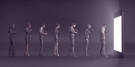 Handphone or Smartphone Addiction Among Adults Conceptの写真素材