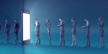 Technology Smartphone Turning People into Zombies Conceptの写真素材