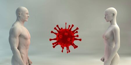 Coronavirus Covid-19 Spreading Through Droplets Virus Disease Conceptの写真素材