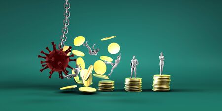 Virus Crashing into World Economy and Destroying Industries Businessesの写真素材