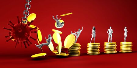 Virus Wrecking Ball Crashing Into Economy and Business Stabilityの写真素材