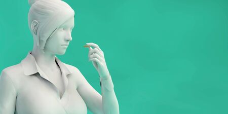 Woman Taking Medicine as a Health Conceptの写真素材