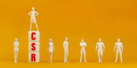 CSR Corporate Social Responsibility Presentation Background in Orange and Redの写真素材