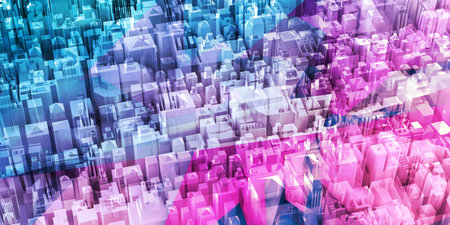 Futuristic Society Connected to a Network Technologyの写真素材