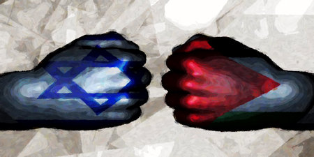 Israel vs Palestine Political Conflict and Disputes Conceptの写真素材