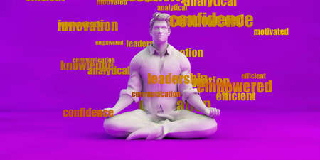 Business Training with Man Smiling and Meditating as Conceptの写真素材