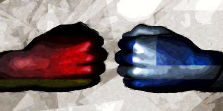 Germany vs Greece Political Conflict and Disputes Conceptの写真素材