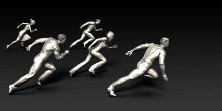 Business People Racing in a Corporate Race to Successの写真素材