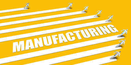 Manufacturing Concept with Business People Running on Yellowの写真素材