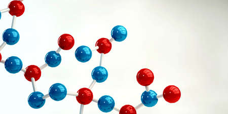 Molecules Background in Blue and Red as a Science Conceptの写真素材