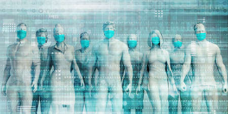 People Wearing Face Masks to Protect Against Covid-19の写真素材