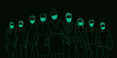 Business People Wearing Medical Masks to Prevent Spread of Virusの写真素材