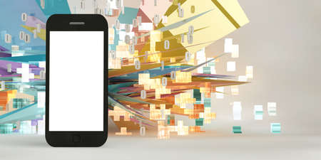 Glowing Mobile Empty Screen on Fun Backgroundの写真素材