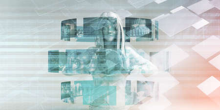 Smart Data Solutions with Virtual Network Concept Artの写真素材