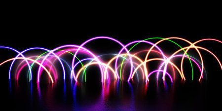 Energy Circles and Glowing Rings as Abstractの写真素材