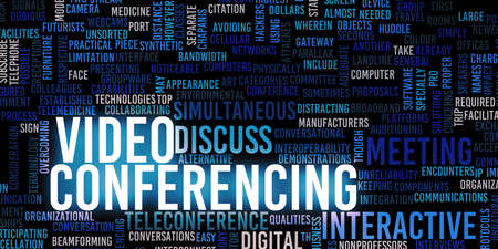 Video Conferencing Online as a Work From Home Conceptの写真素材
