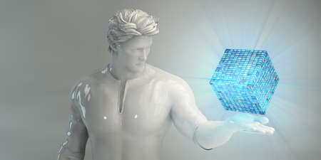 Businessman Viewing Hologram as Office Productivity Tools Conceptの写真素材