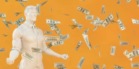 Sudden Windfall with Money Dropping From the Skyの写真素材