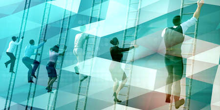 Business Competition with Business People Rushing to the Topの写真素材
