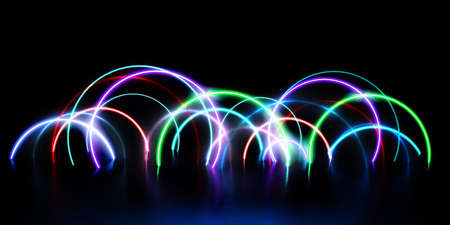 Video Gaming Neon Background with Colorful Hoopsの写真素材
