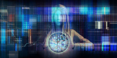 International Business Development Digital Concept with Business Womanの写真素材