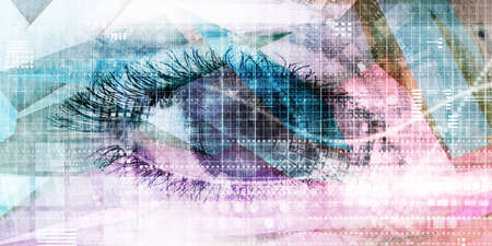 Futuristic Art Abstract with Digital Technology Themeの写真素材