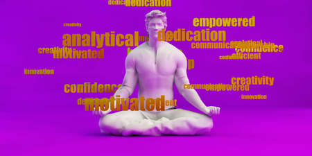 Business Training with Man Smiling and Meditating as Conceptの写真素材