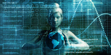 Technology Network with a Data Grid Systemの写真素材