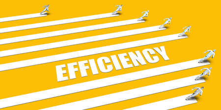 Efficiency Concept with Business People Running on Yellowの写真素材