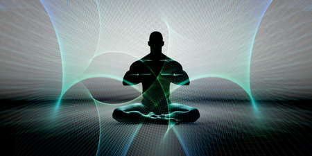 Body and Mind Meditation Background with Energy Auraの写真素材