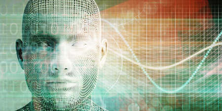 Artificial Intelligence Evolution with Digital Consciousness as Tech Conceptの写真素材
