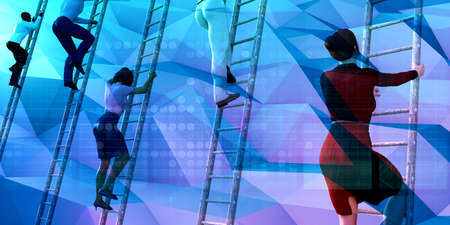 Climbing the Corporate Ladder as a Business Conceptの写真素材