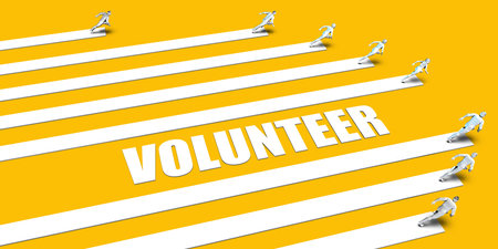 Volunteer Concept with Business People Running on Yellowの写真素材