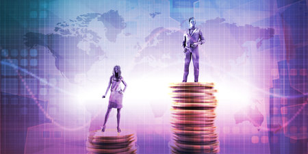 Wealth Inequality with Man Receiving Higher Payの写真素材