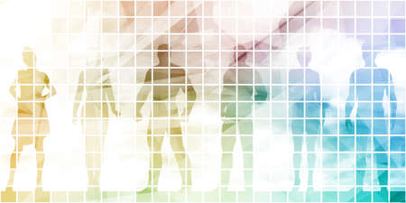 Silhouette Business People Group Sketch Abstract Backgroundの写真素材
