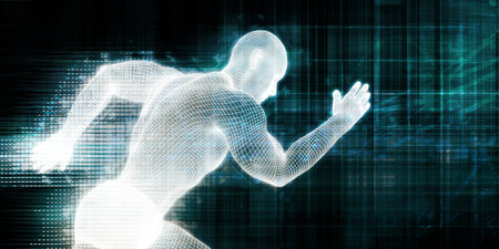 Advanced Technology with Futuristic Abstract Background Artの写真素材