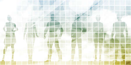 Business People Silhouette Standing Together Technology Success Conceptの写真素材