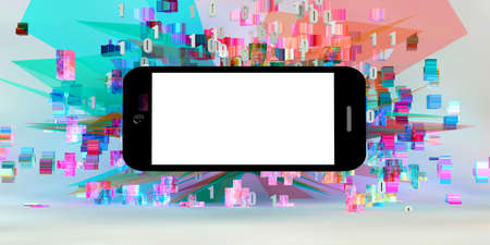 Glowing Mobile Empty Screen on Fun Backgroundの写真素材